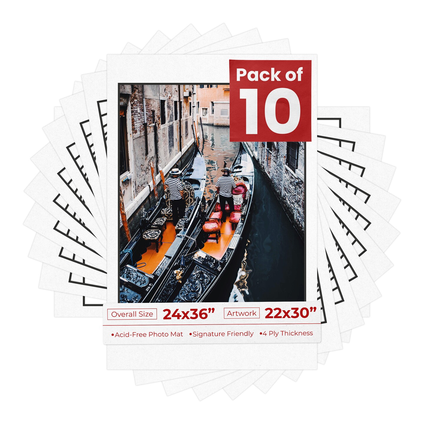 White with Black Core Mat Board for 24x36 Frames - Fits 22x30 Photos