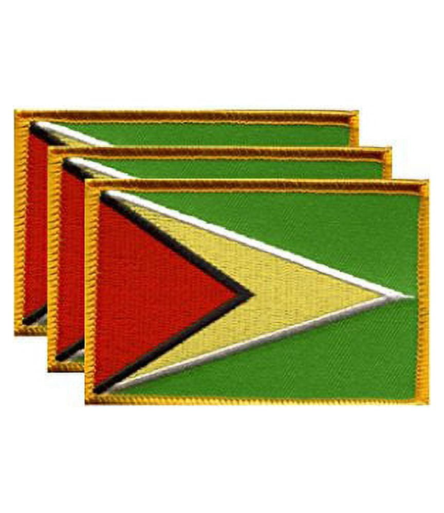 Guyana Flag Patch Set - Pack of 3 Embroidered Iron On or Sew On Emblems. 3.5" x 2.25"