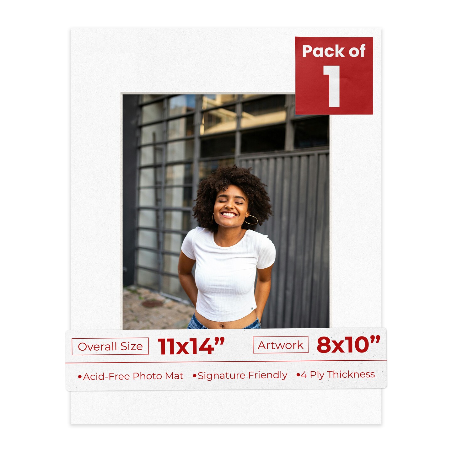 White with Black Core Mat Board for 11x14 Frames - Fits 8x10 Photos