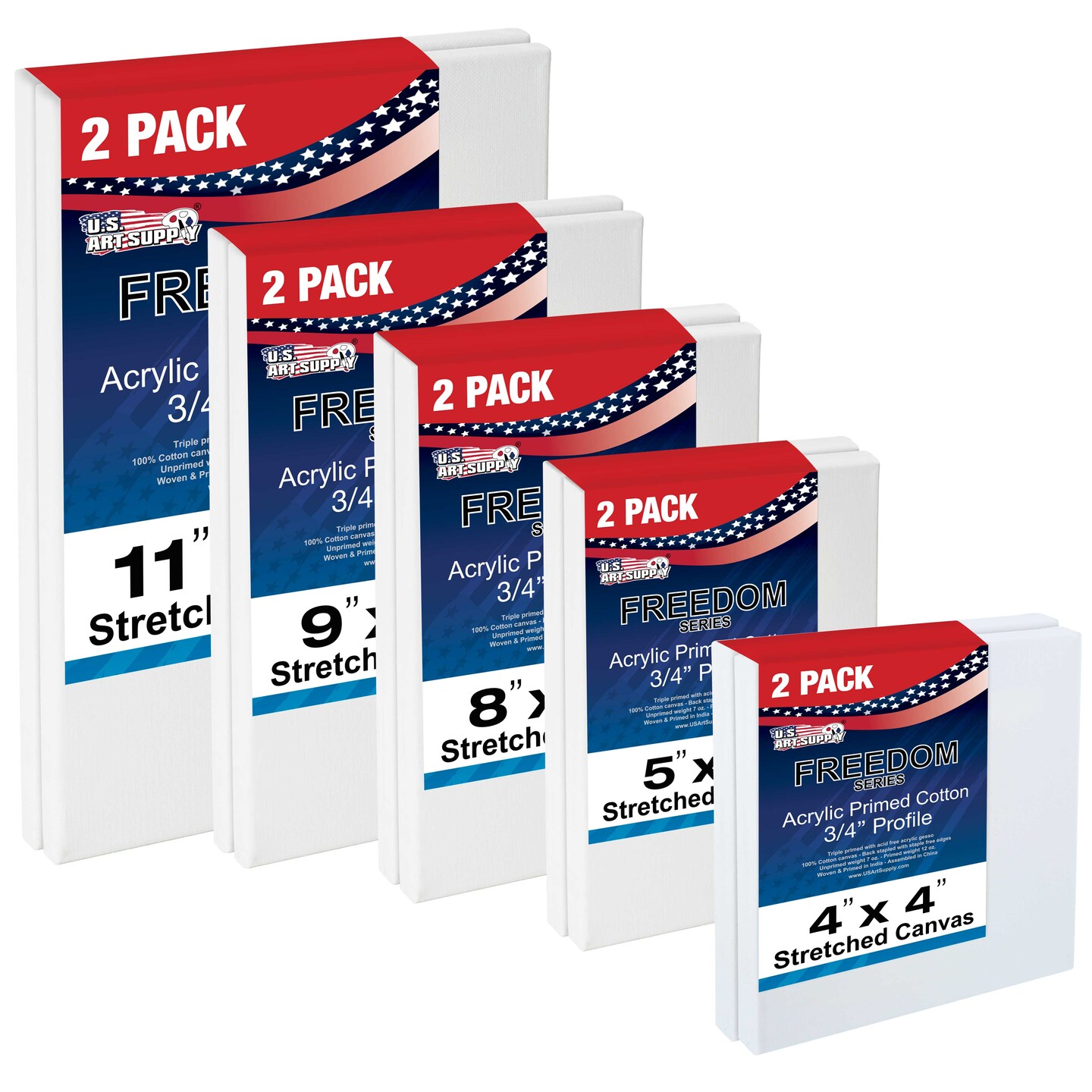 24 x 36 inch Stretched Canvas 12-Ounce Triple Primed, 3-Pack - Professional Artist Quality White Blank 3/4" Profile, 100% Cotton, Heavy-Weight Gesso