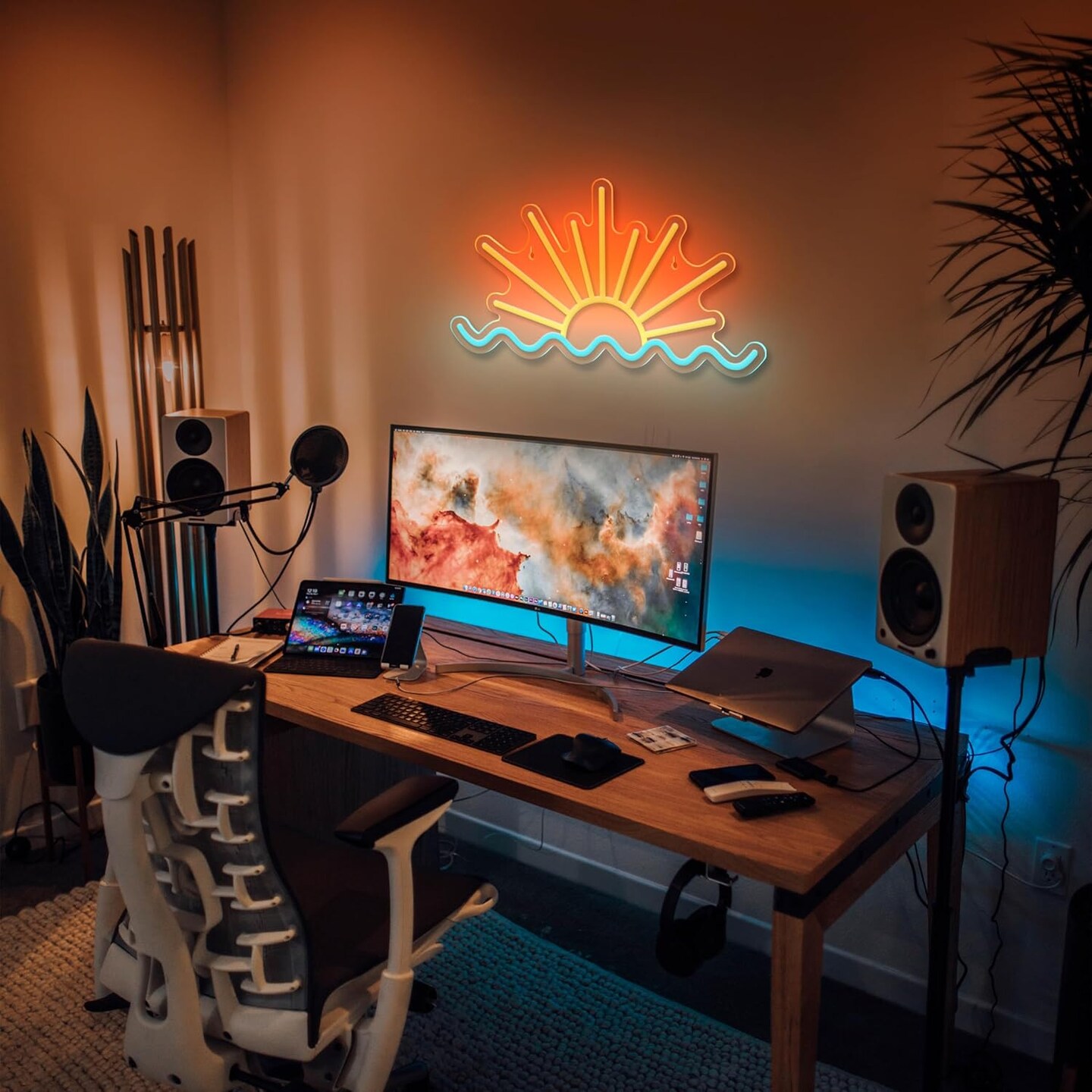 Summer Sunrise Sunset Neon Sign – Sun Wave LED Neon Light for Bedroom, Man Cave, Living Room, and Bar Decor, USB Powered with Dimmer for Beach & Coastal Ambiance