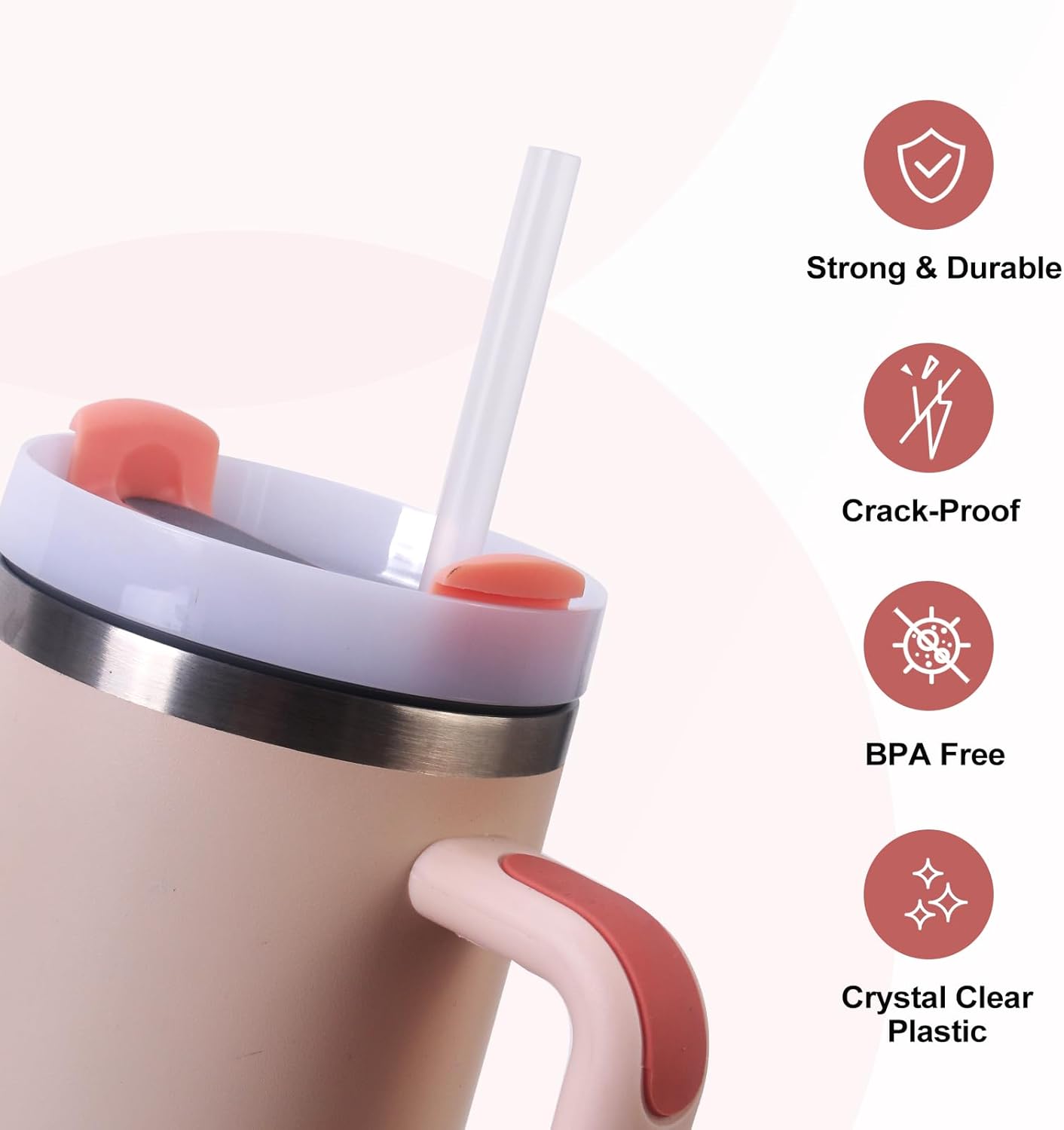 50PCS Disposable Straws for 40 OZ Tumbler, Extra Long Straws Disposable for Stanley Cup 30 Oz 40 Oz Tumbler, Individually Wrapped