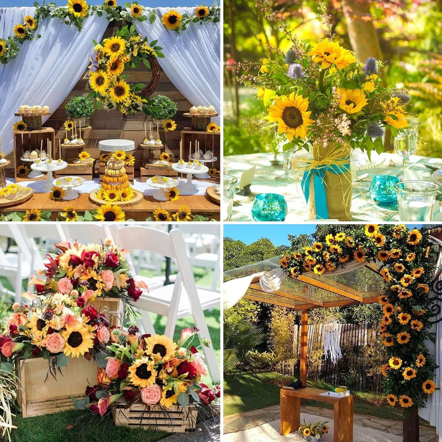32pcs 3.5&#x22; Summer Artificial Sunflowers &#x2013; Vibrant Silk Flowers Floral Arrangements