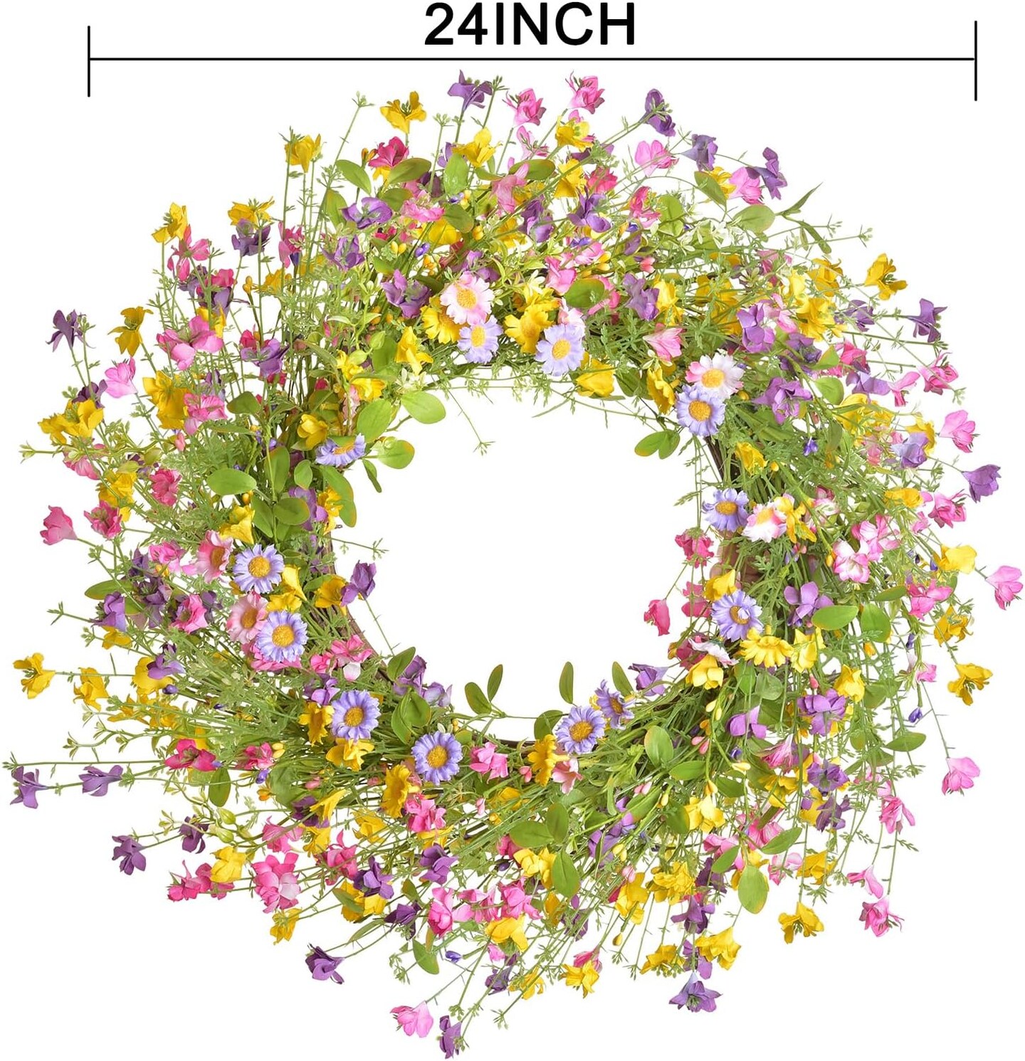 24inch Artificial Spring Flower Wreath for Front Door