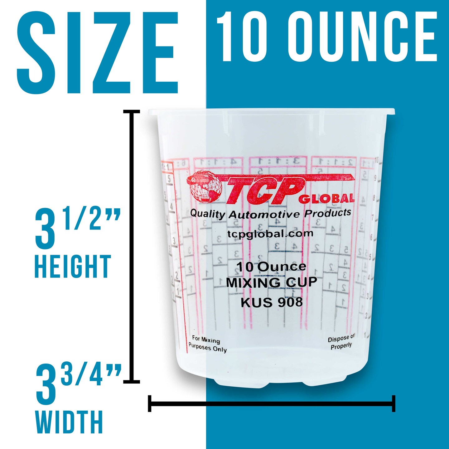 Paint Mixing Cups Plastic Measuring Cup Epoxy Resin, Disposable or Reusable, 8-Ounce (Half Pint) - Pack of 12 - Graduated, Mixing Ratios, Automotive Painting Acrylic Art Crafts
