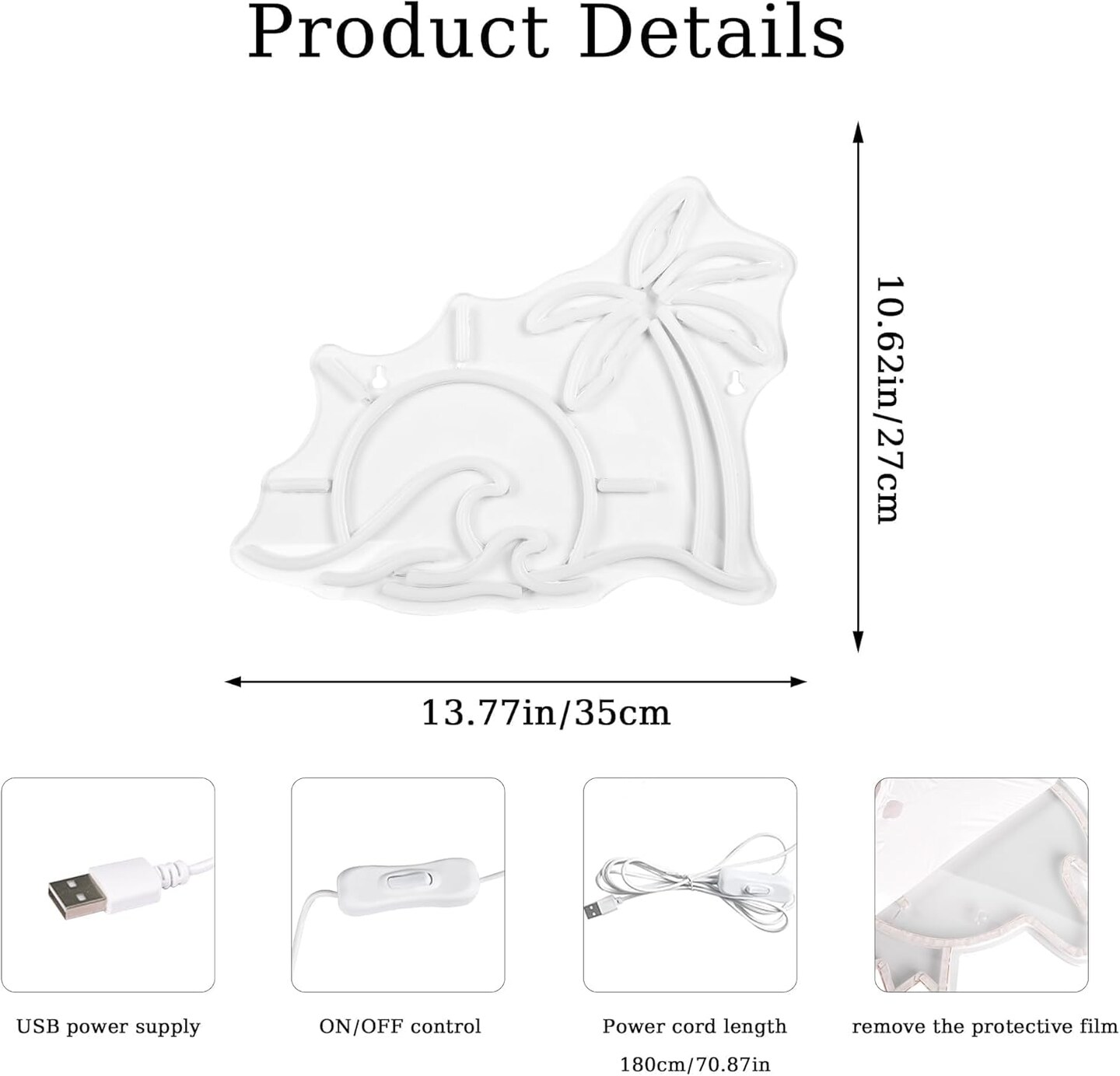 Summer Sunrise Sunset Neon Sign – Coconut Tree & Wave LED Light for Beach Home & Party Decor