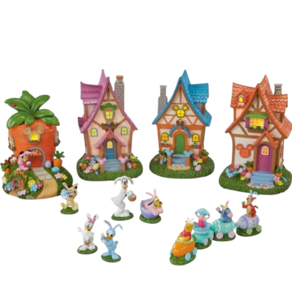 Disney Easter Village Set with Bunny Figurines &#x2013; Spring Decoration