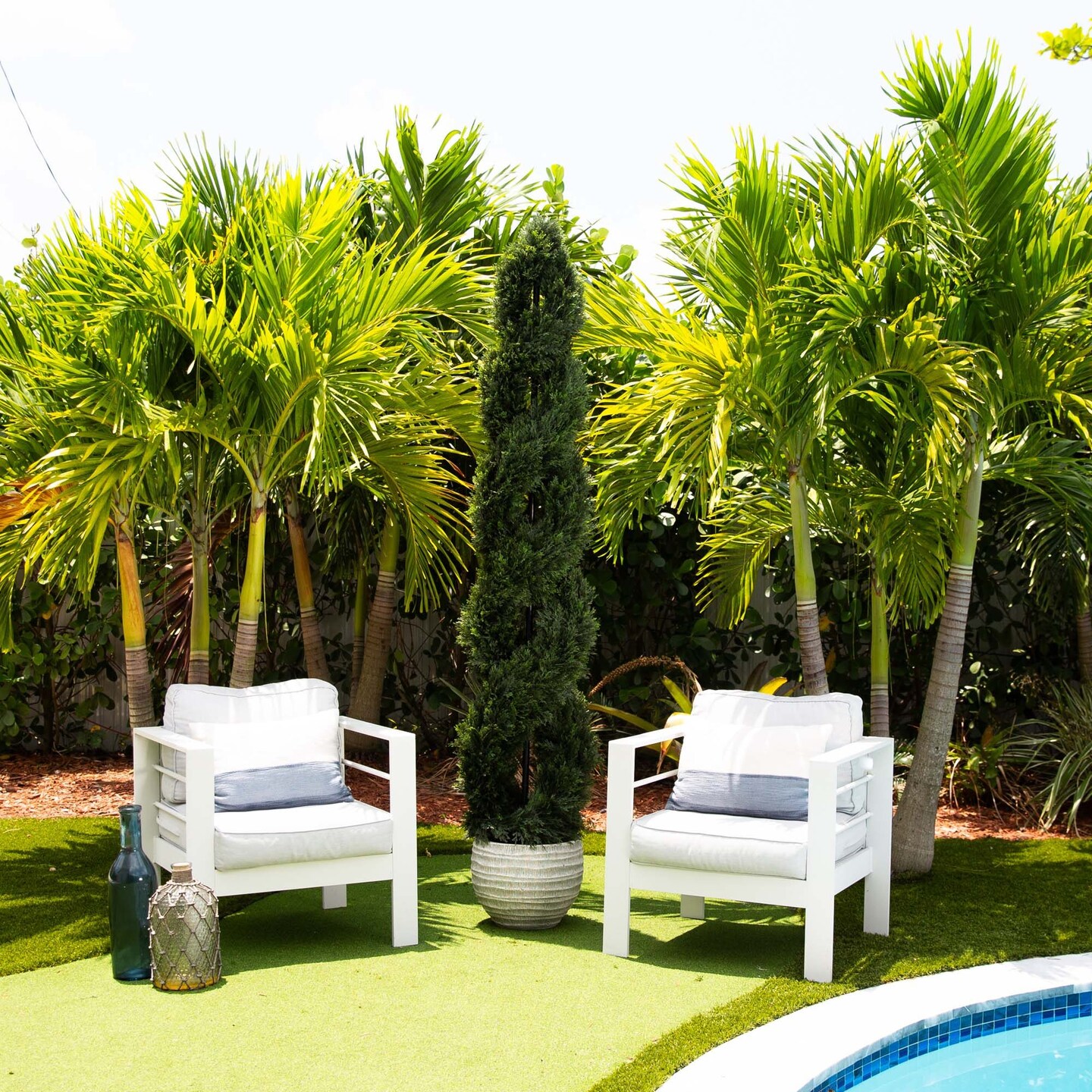 Nearly Natural Double Pond Cypress Spiral Artificial Topiary Tree - 7&#x27;