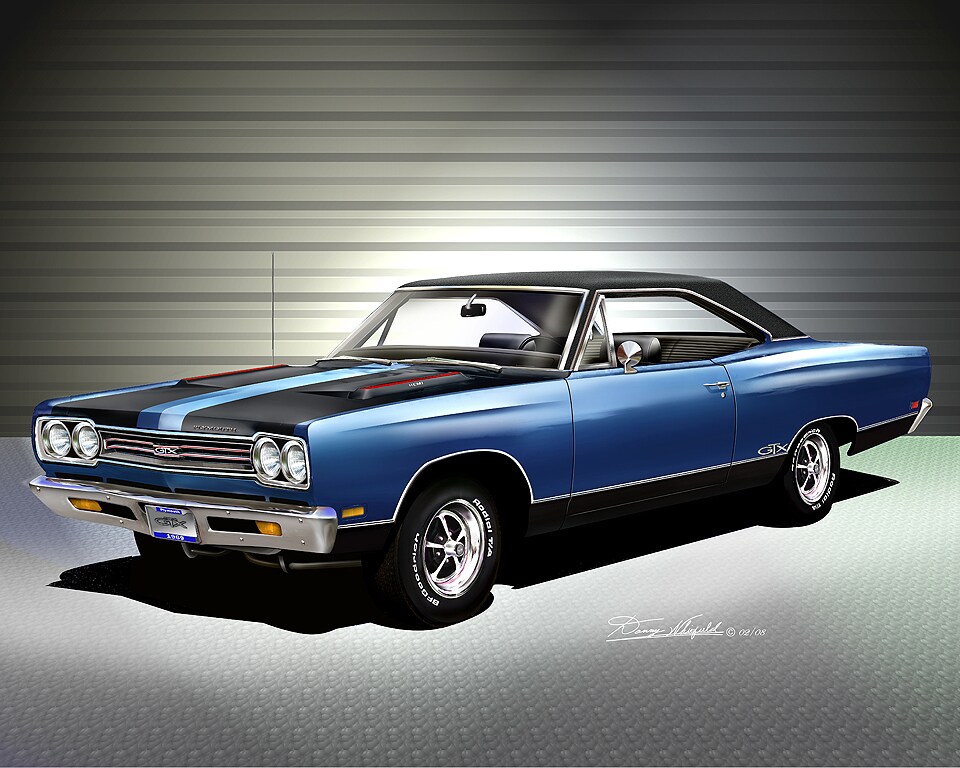 1969 Plymouth GTX - Jamaica Blue - Fine Art Print by Danny
