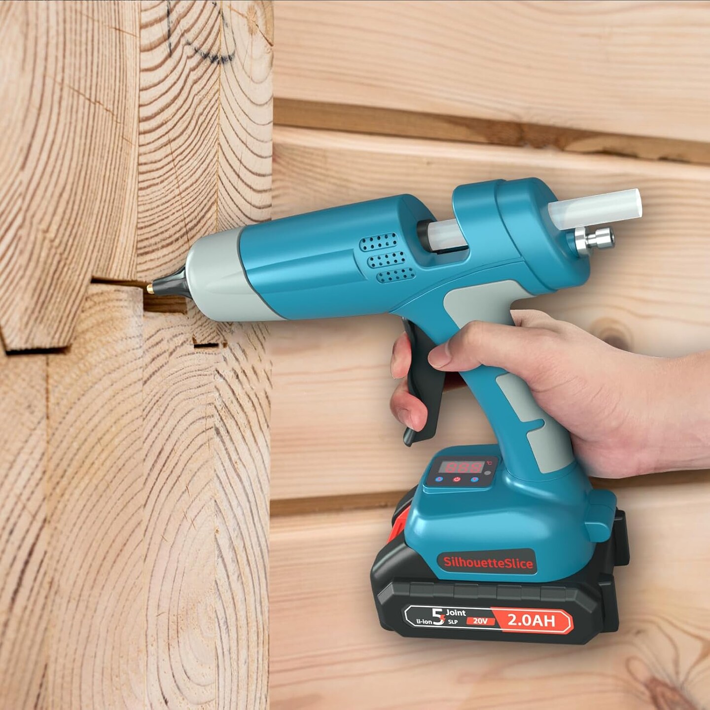 100W Cordless Hot Glue Gun with LED Digital Display and Adjustable Temperature No-Drip Precision Design Tool for DIY Crafts Home Repair Industrial Projects Rapid Heat-Up