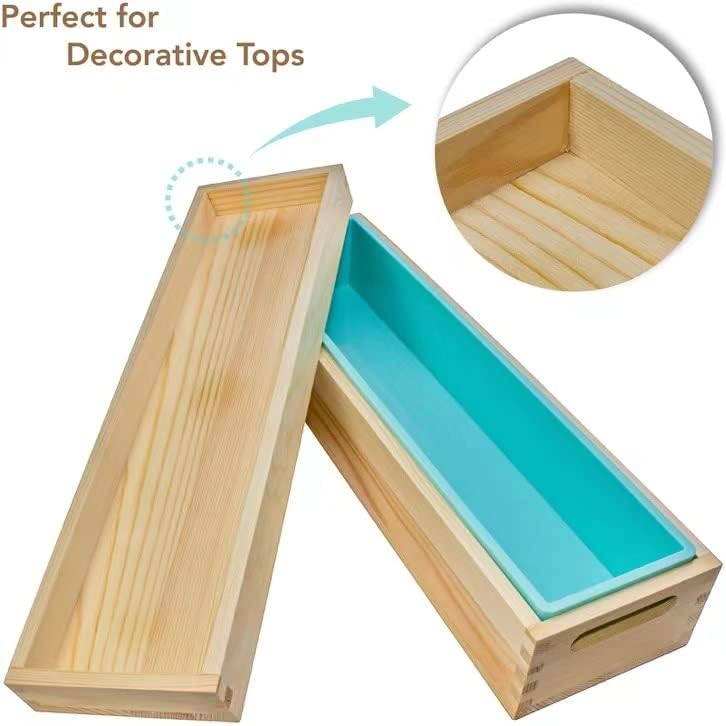 Wooden Soap Molds for Soap Making Large- 5 lb Soap Molds Loaf with Cover, Rectangle Silicone Soap Loaf Molds 77 oz (5 lb Standard Mold)