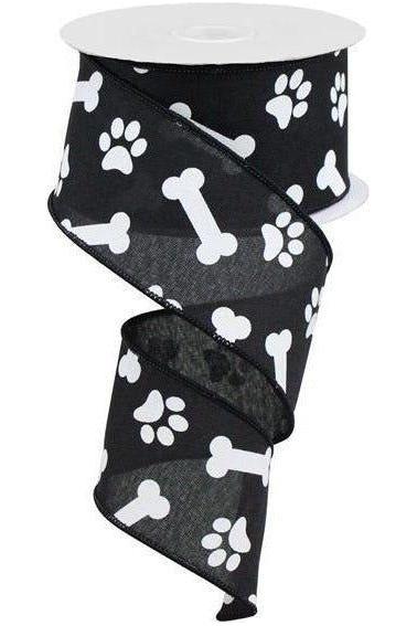 2.5&#x22; Paw Print Royal Ribbon: Black (10 Yards)