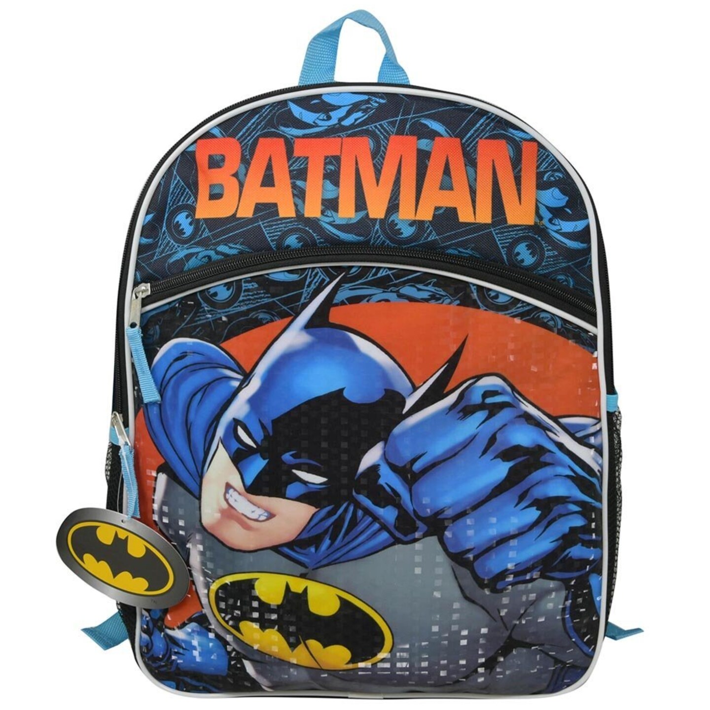 DC Comics Batman 16" Backpack with Side Mesh Pockets and front pocket