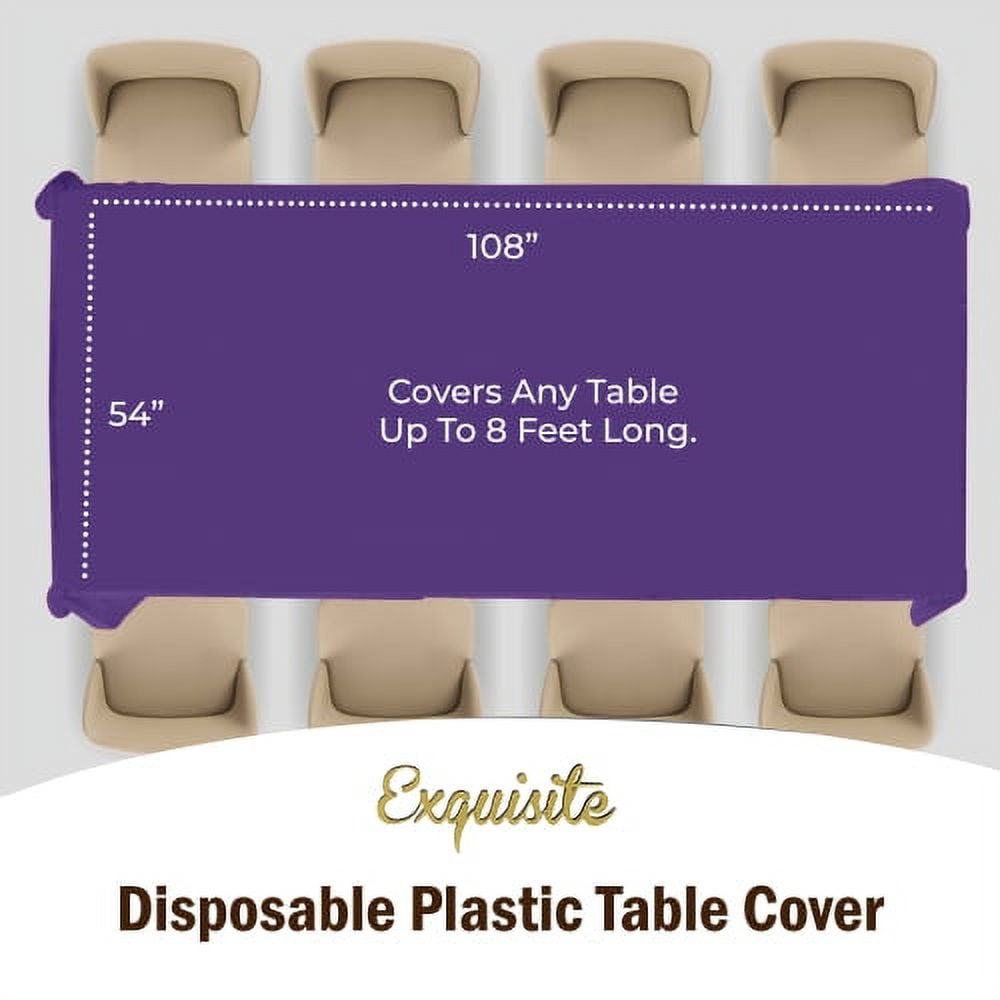 Exquisite 12-Pack Premium Plastic Tablecloth 54in. x 108in. Rectangle Plastic Table Cover