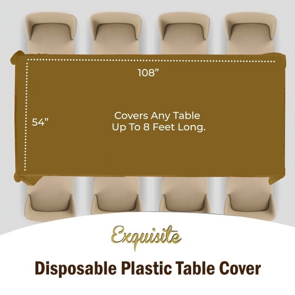 Exquisite 6-Pack Premium Plastic Tablecloth 54in. x 108in. Rectangle Plastic Table Cover