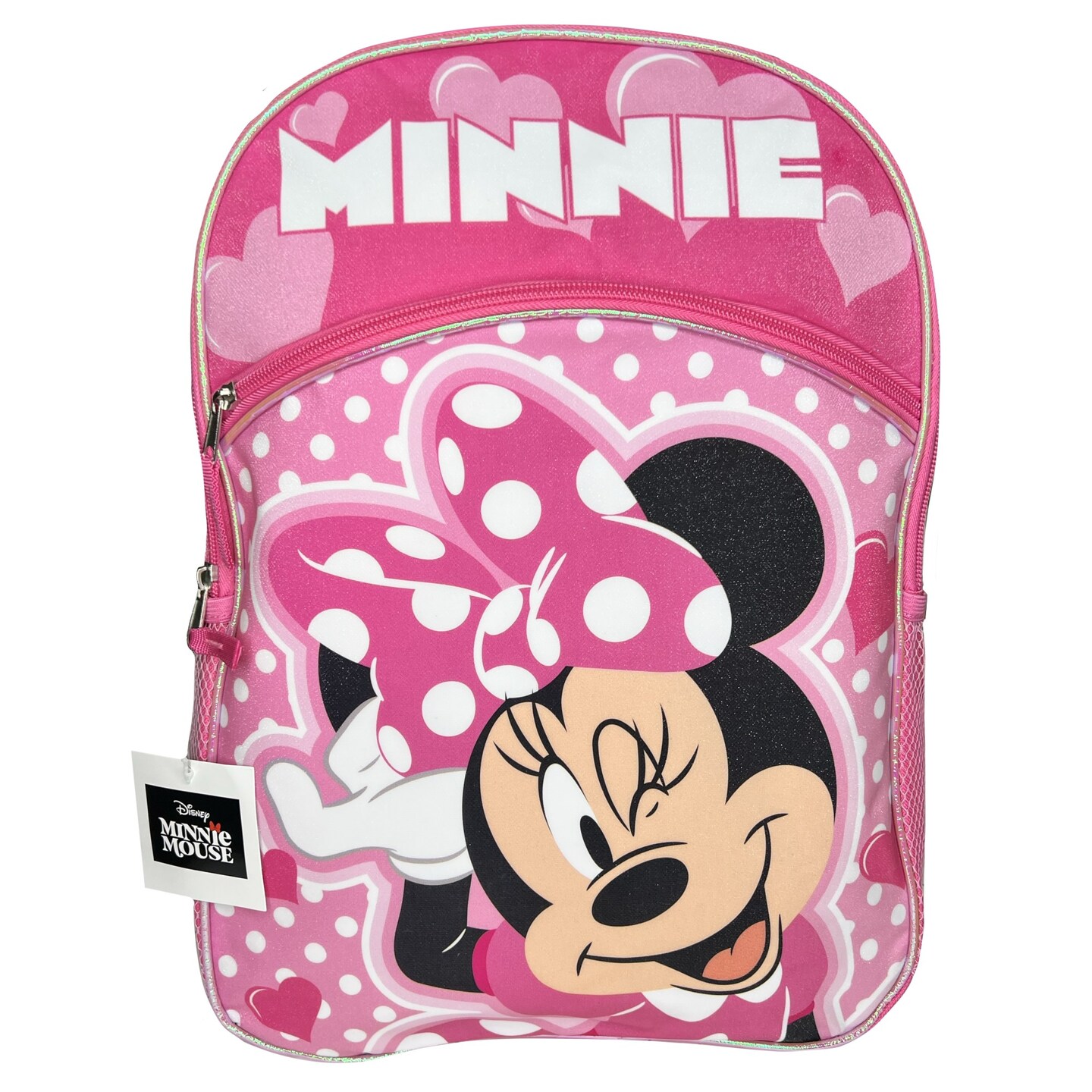 Disney Minnie 16" Pink School Backpack with Front and Side Pockets