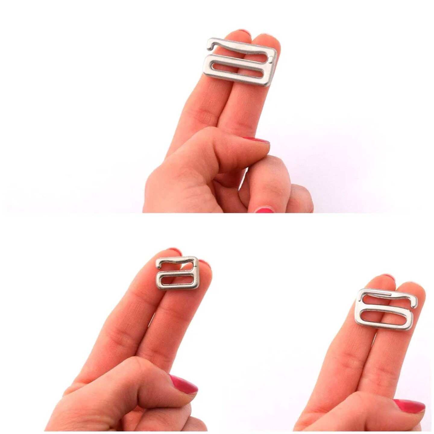 1 Dozen 1" Silver Nickel Strap Hooks for Swimsuit Lingerie Bra Closures Adjustable Bag Accessories