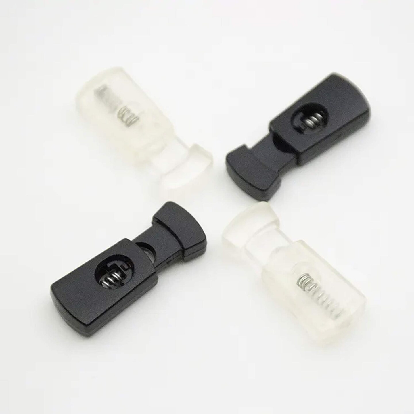 12 Pieces B-Black Drawstring Cord Stopper Spring Toggle Plastic Cord Lock Clip