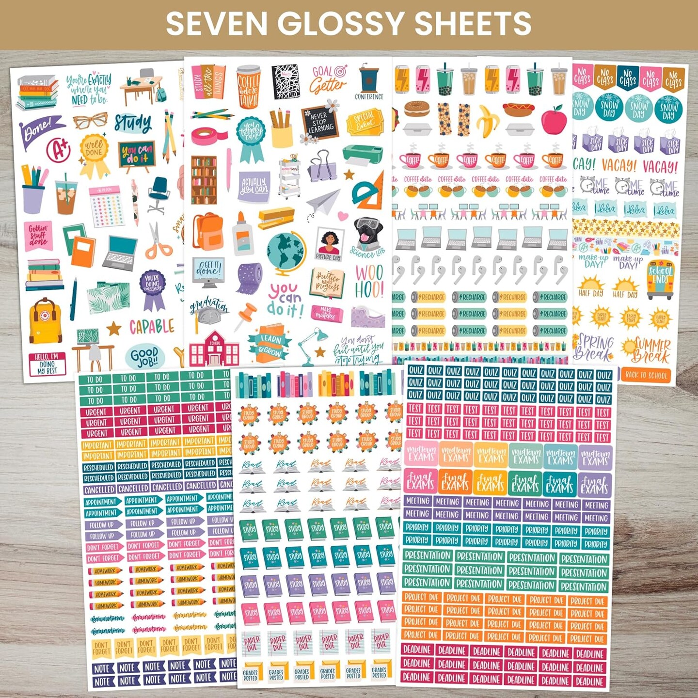 Student Planner Stickers - 8 Sheets / 672 Stickers