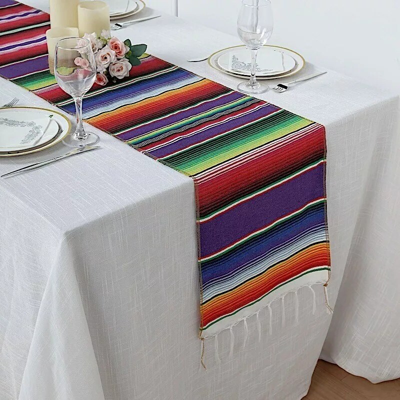 14x108&#x22; Assorted Mexican TABLE RUNNER Tassels Fiesta Party Events Decoration