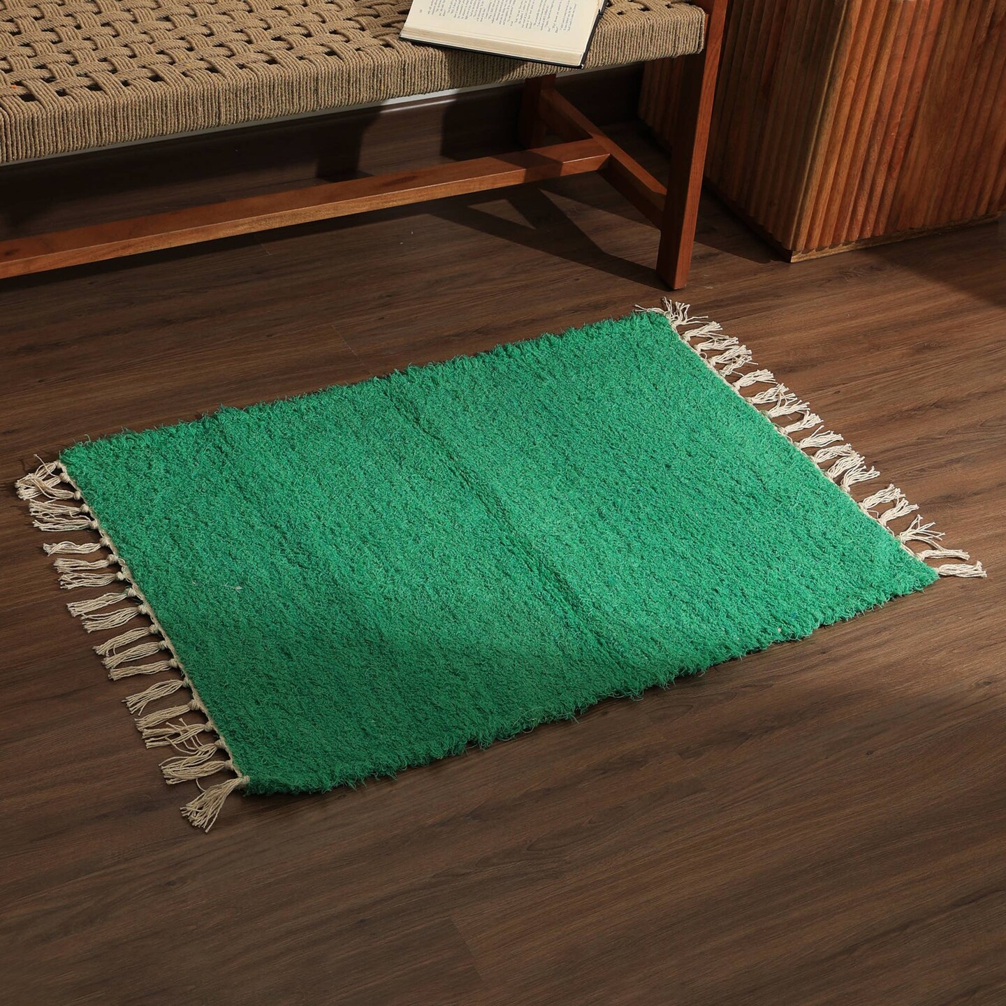 36"x24" Small Area Rug – Soft Cotton & Polyester Scatter Rug with Fringe