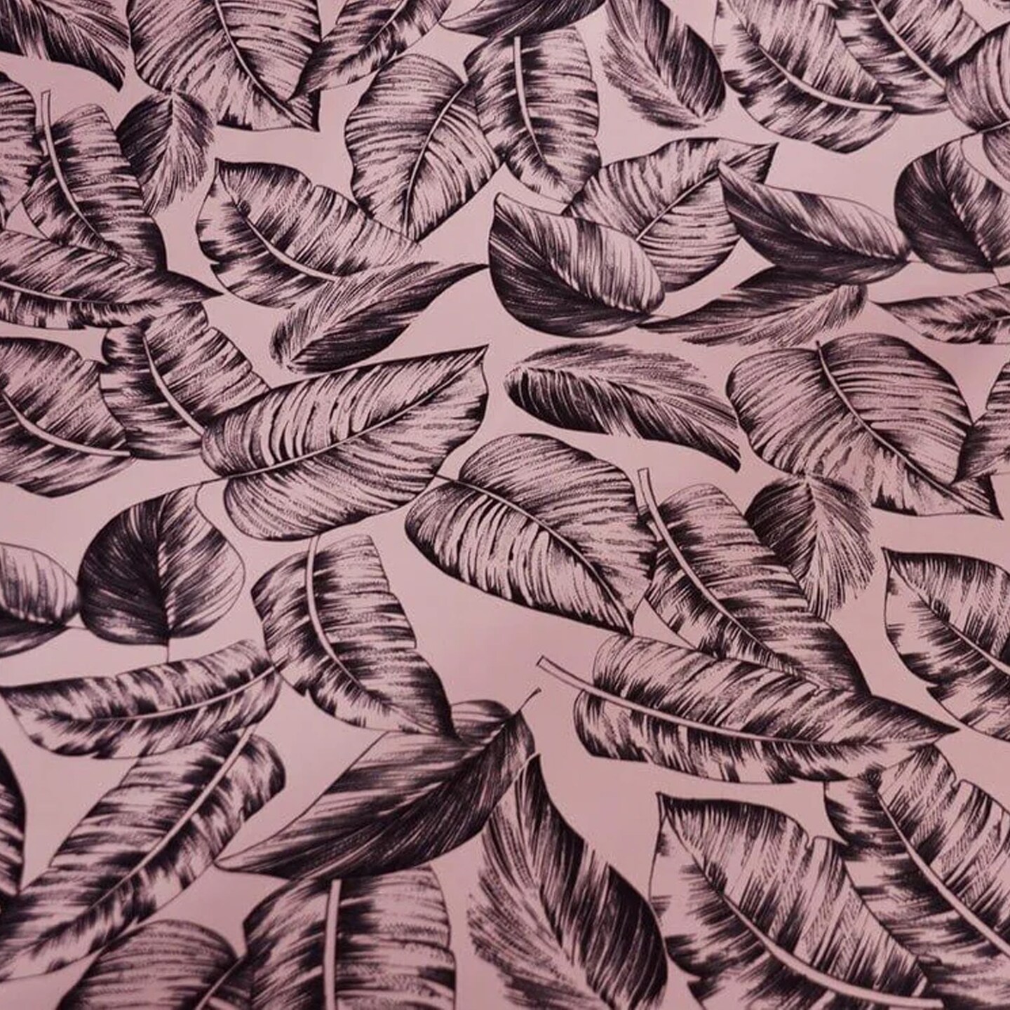 Bohemian Paradise Satin Print Fabric – Dull Finish 58/60" Wide Tropical Banana Leaf Design