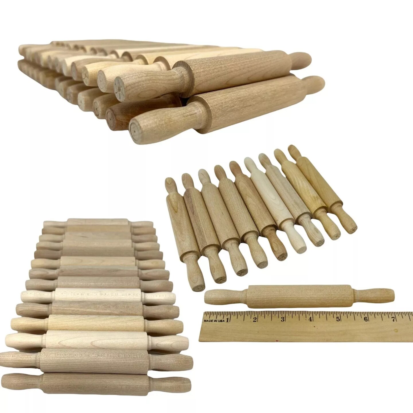 Kitcheniva 7" Miniature Wood Rolling Pin Kids Toys Play Dough Rolling Pin Crafts 25 Pcs