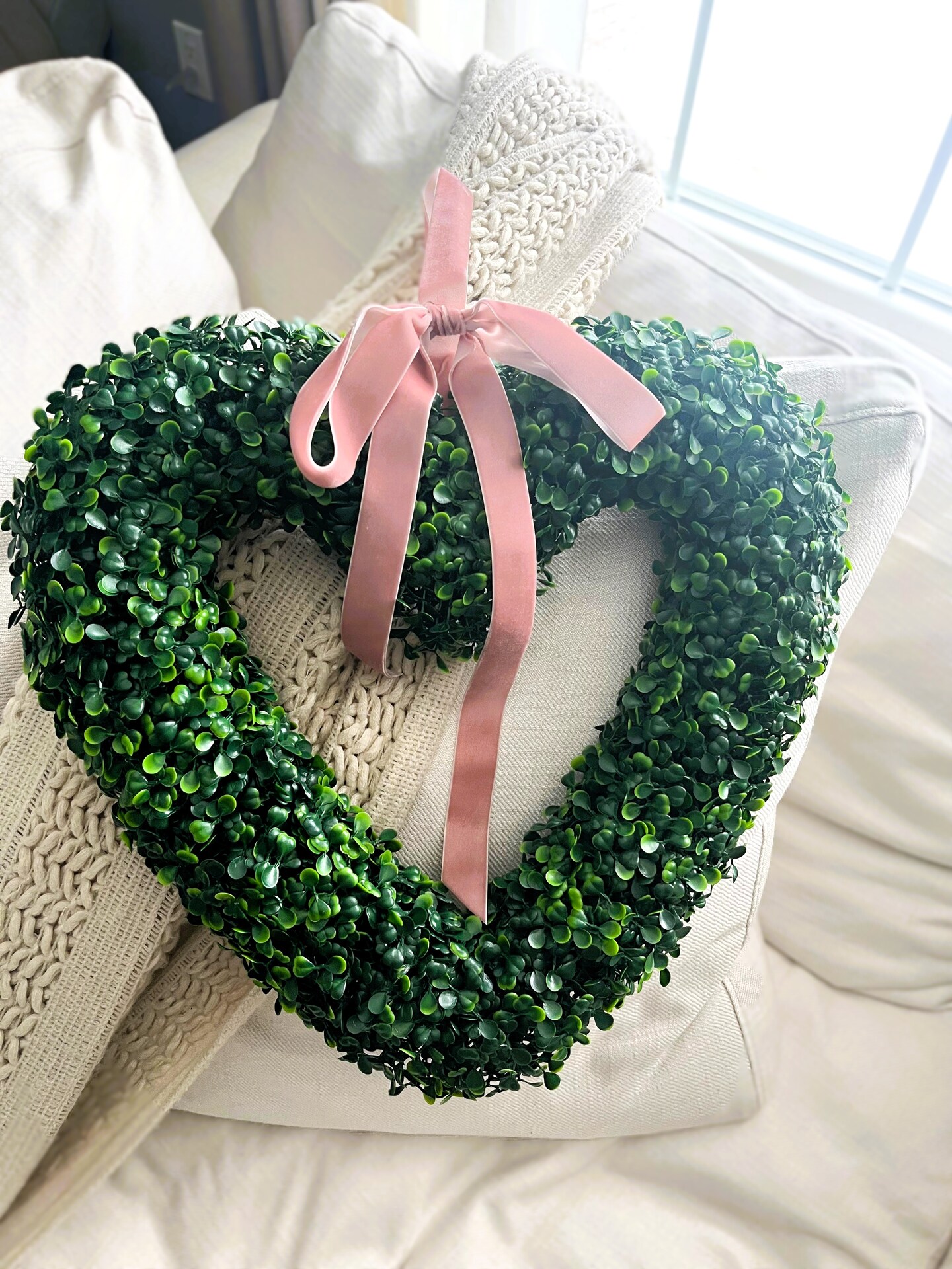 Valentines Day Wreath| Boxwood Wreath| Valentines Day Decor Boxwood Heart Wreath| Bedroom Decor| Love Wreath| Wedding Decor|  Love Gift product 7