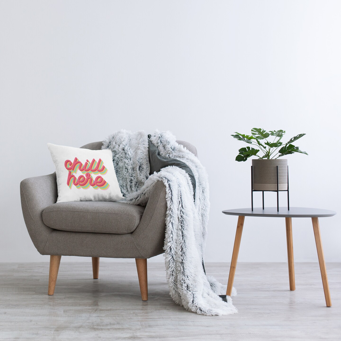 Chill Here Striped Cursive Design by Lil&#x27; Rue Throw Pillow 