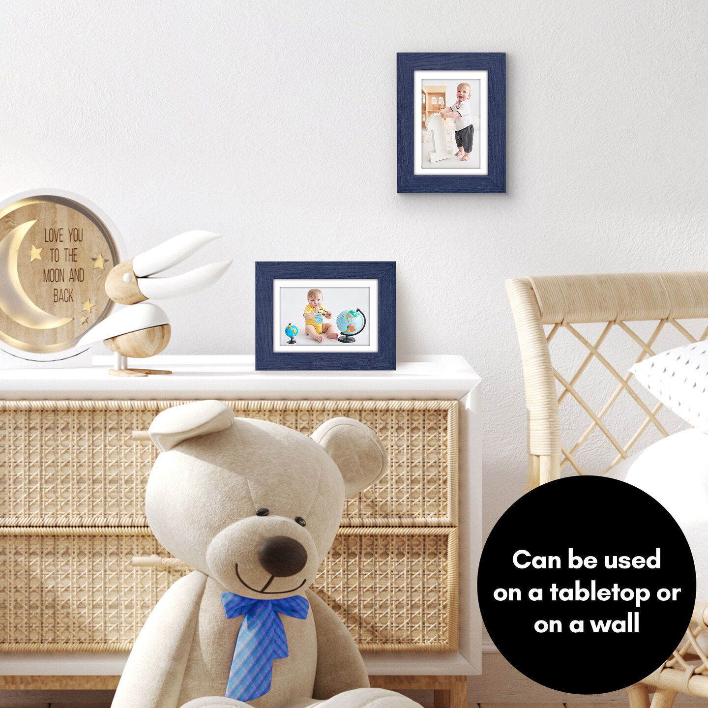 Americanflat Picture Frame with Wide Molding with Mat - Modern Wide Picture Frame - Plexiglass Cover - Hanging Hardware - Includes Easel