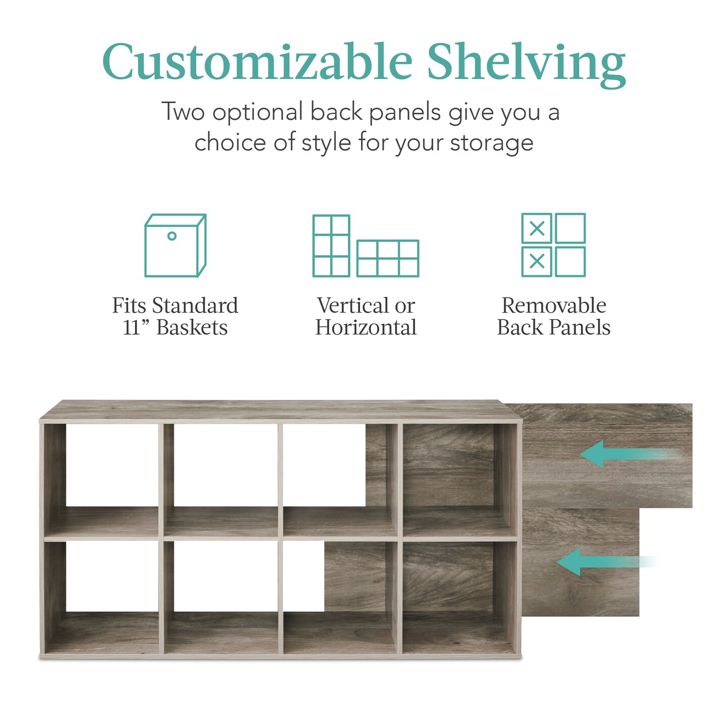 Best Choice Products 8-Cube Bookshelf, 11in Display Storage System, Organizer w/ Removable Back Panels