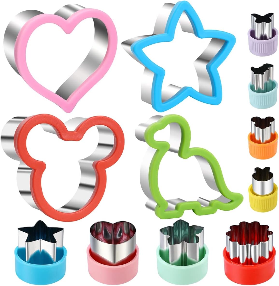 12-Piece Sandwich Cutter Set - Dinosaur, Heart, Star, Mouse Molds