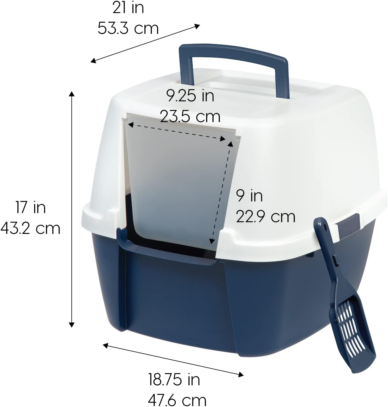 IRIS USA Jumbo Enclosed Hooded Cat Litter Box with Front Door Flap and Scoop