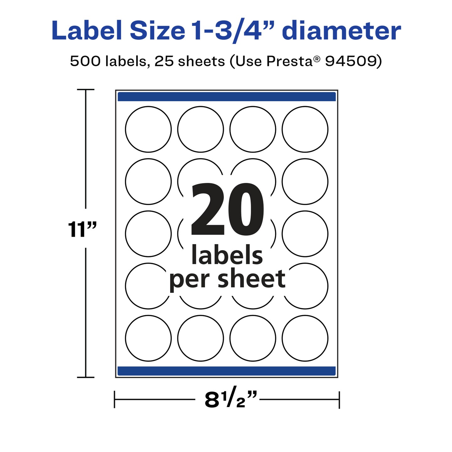 Avery Glossy White Round Labels with Sure Feed, 1.75&#x22; Diameter