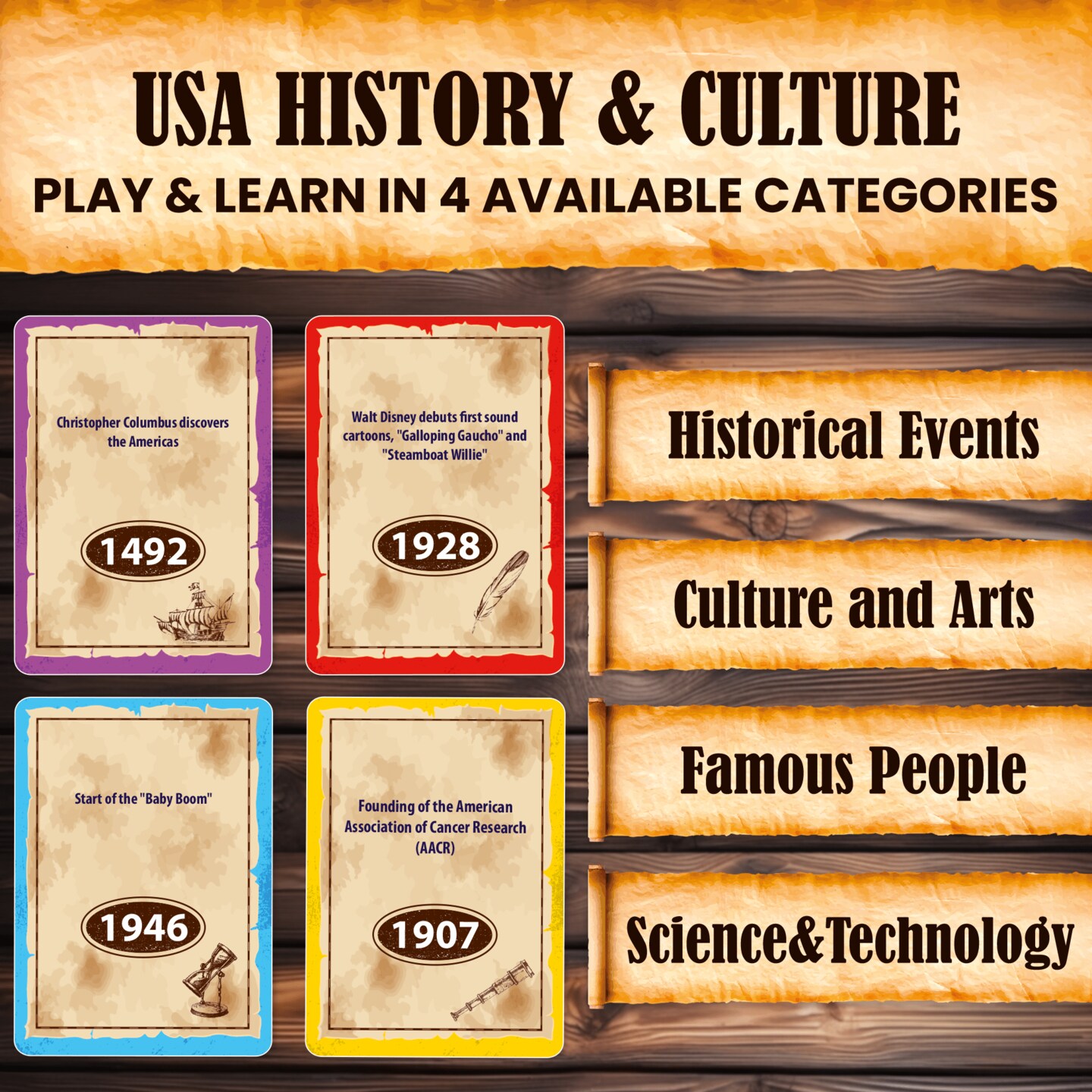 History &#x26; Personality Card Game | 500 Trivia Cards for Adults