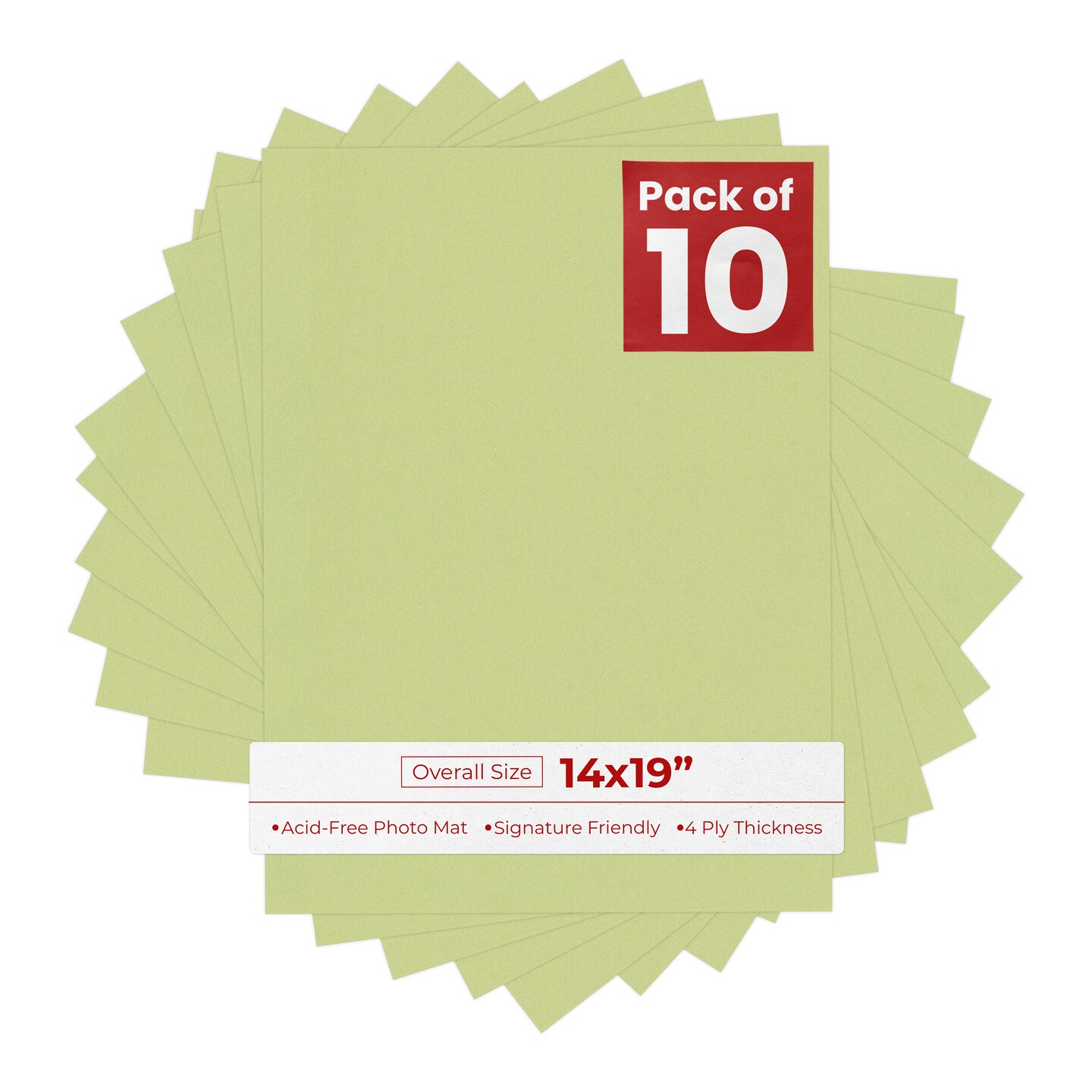 Pistachio Green 14x19 Uncut Mat Board - Blank Sheets, No Opening