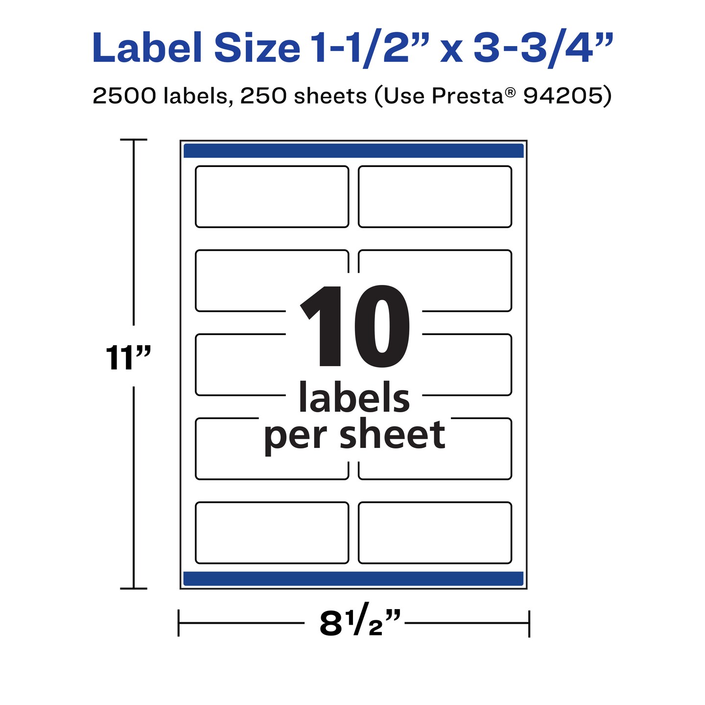 Avery Matte White Rectangle Labels, 1.5&#x22; x 3.75&#x22;