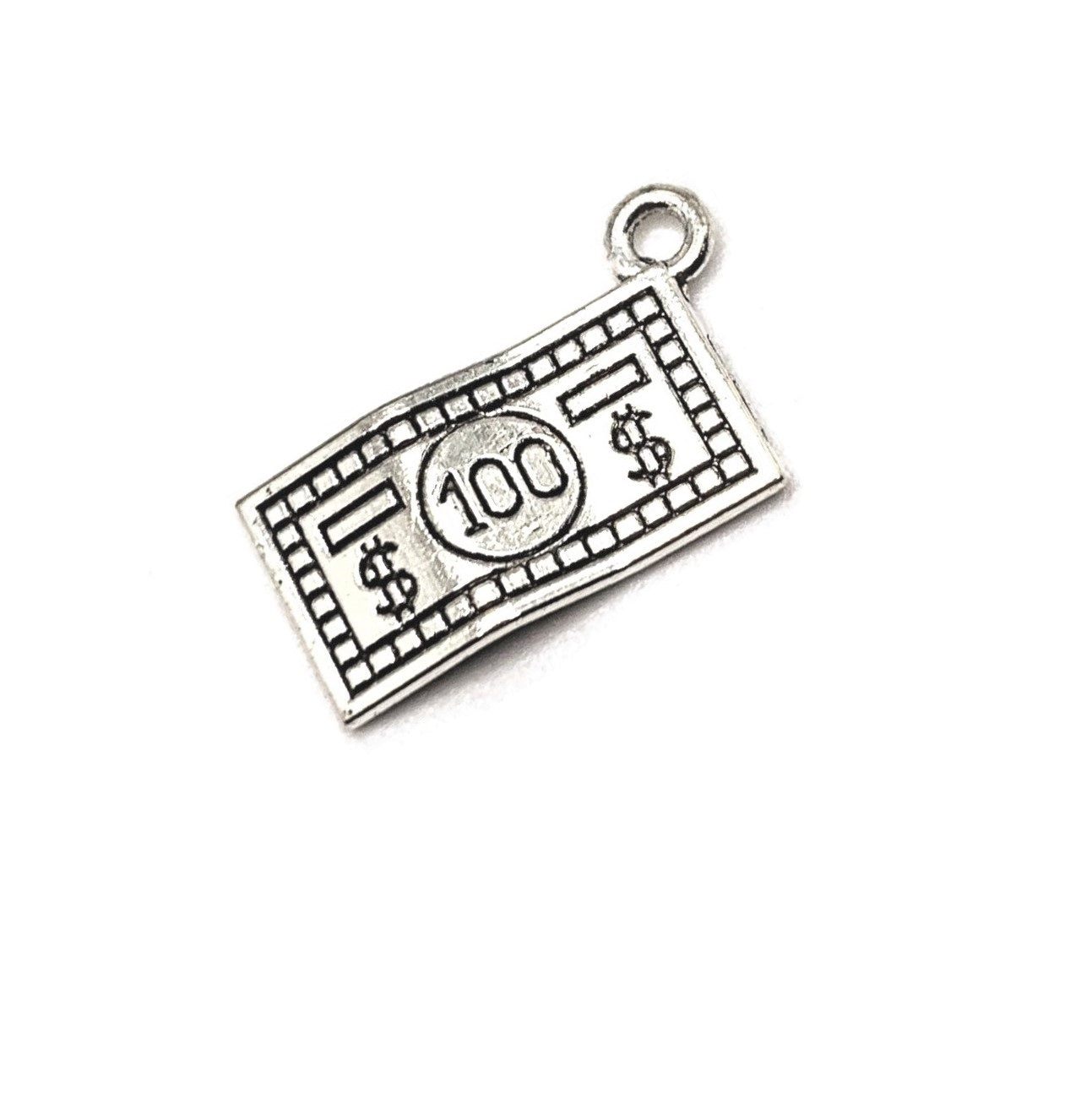 4, 20 or 50 Pieces: Silver Dollar Bill Money Charm - Double Sided