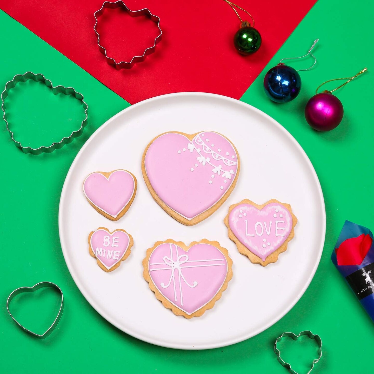 Valentine&#x27;s Day Cookie Cutters Set 5 Pcs Stainless Steel Heart Biscuit