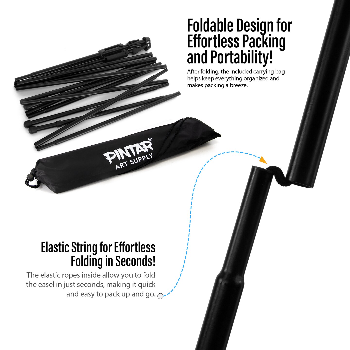 Pintar Easel Stand for Painting and Display - 63&#x22; Portable Metal Tripod Standing Art Easel with Bag, Foldable Easel Stand for Sign, Paint Canvas, Presentations, Wedding, Posters, Events &#x26; Displays