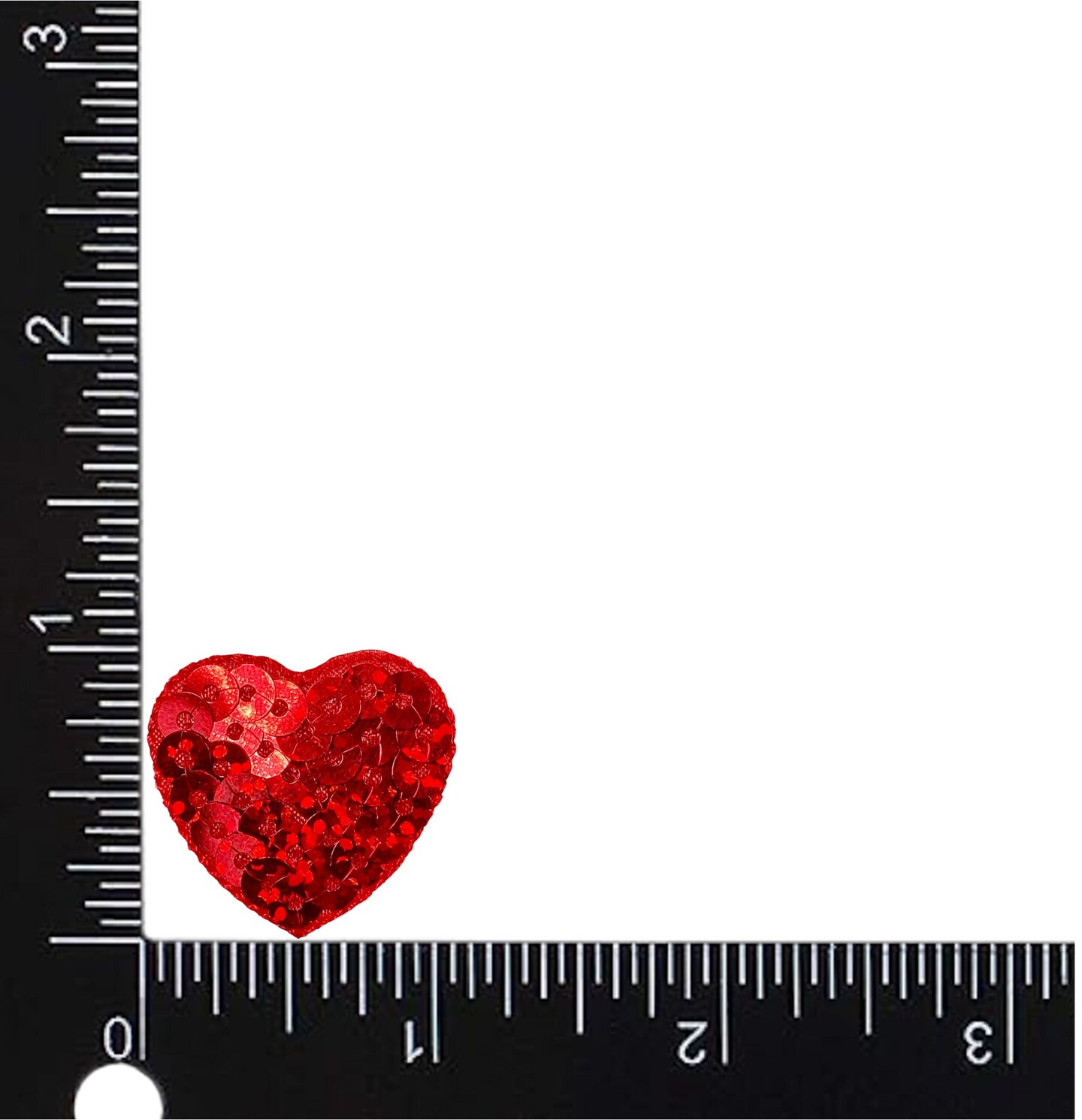 Set of 3, 1&#x22; Small Red Sequin Heart, Valentine, Embroidered, Iron on Patch