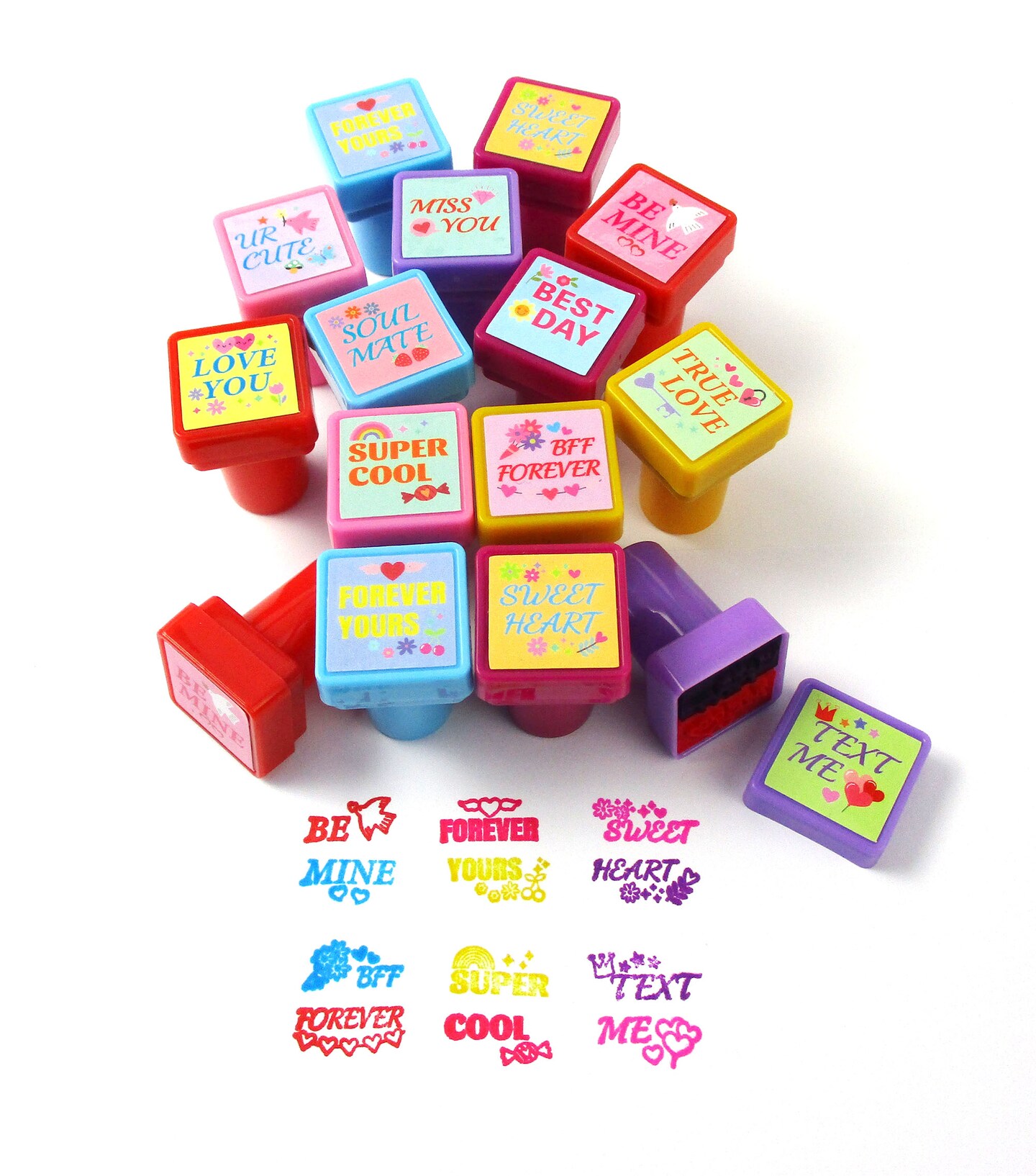 Valentine&#x27;s Day Dual Color Self-Inking Stamper - 24 pcs