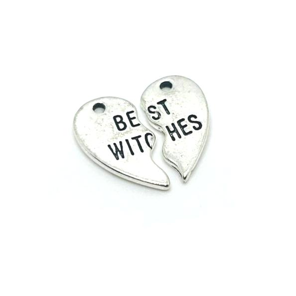 1 or 5 Sets: Best Witches BFF Heart Charms