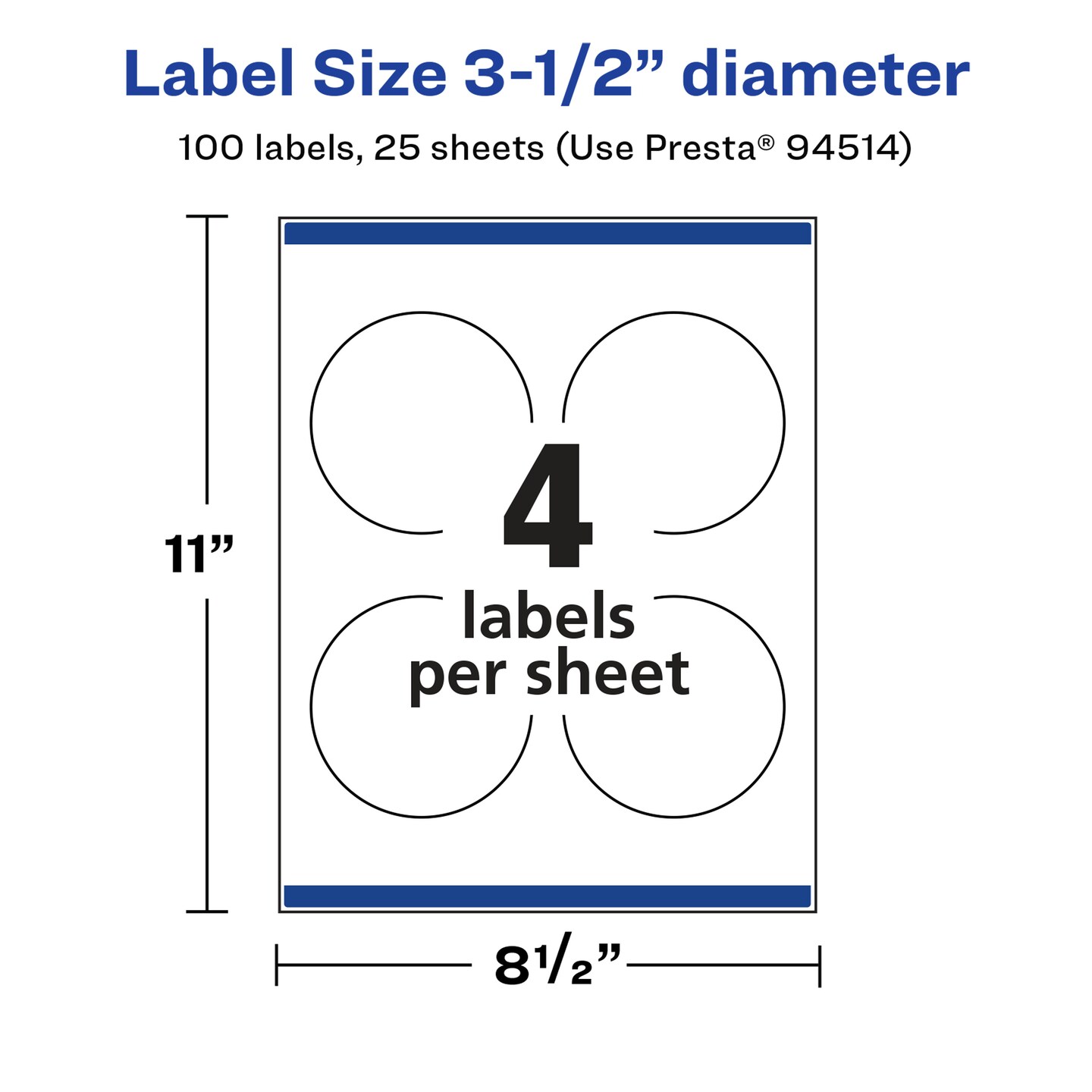 Avery Glossy White Round Labels with Sure Feed, 3.5&#x22; Diameter