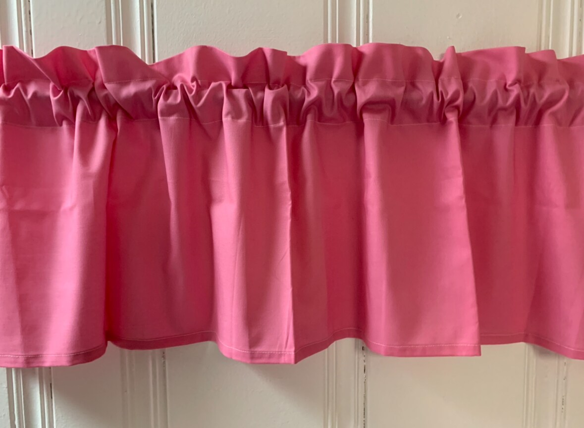 product name is Pink solid VALANCE CURTAIN Kitchen Window Treatments Solid Curtains Cotton
