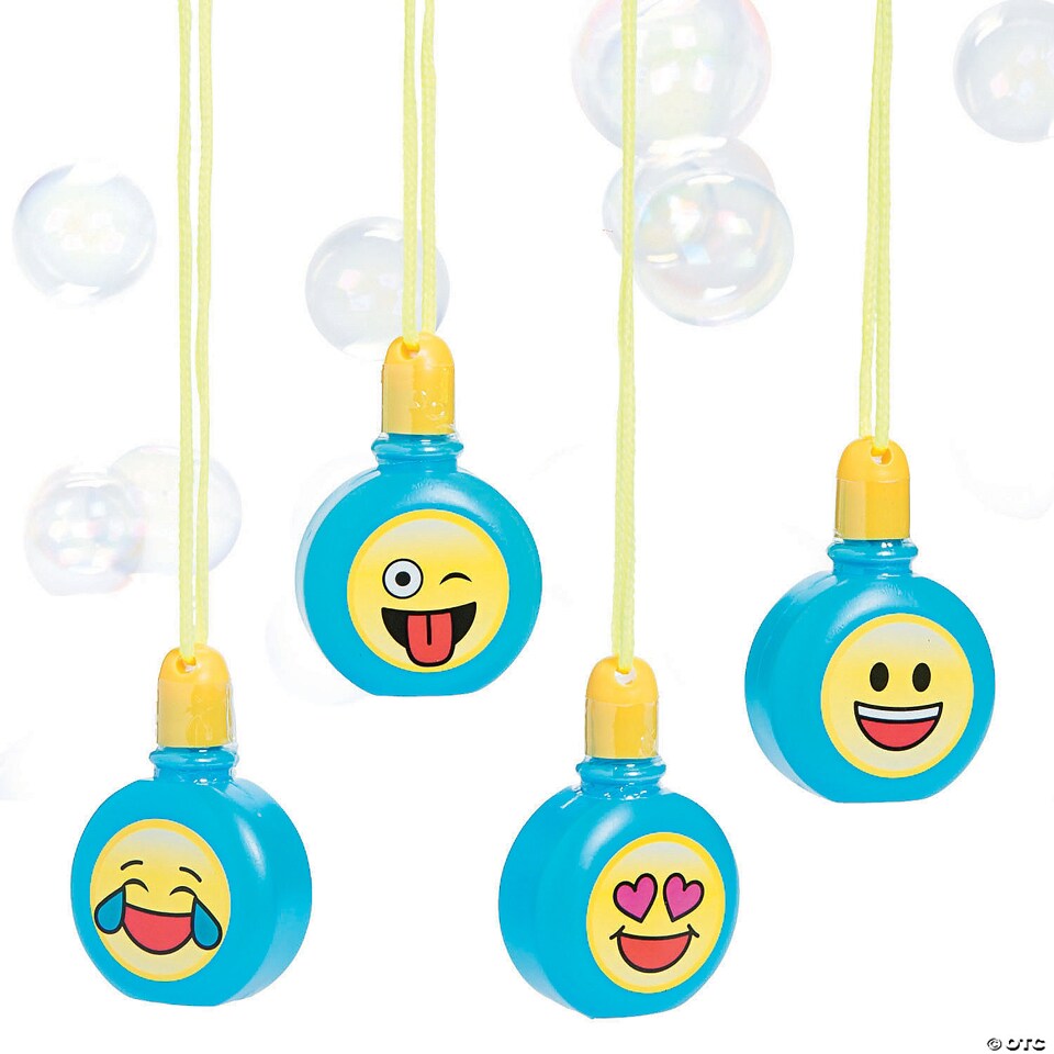 Emoji Smile Face Bubble Necklaces – 12 Pack Party Favors for Kids, Classroom Rewards & Goodie Bags