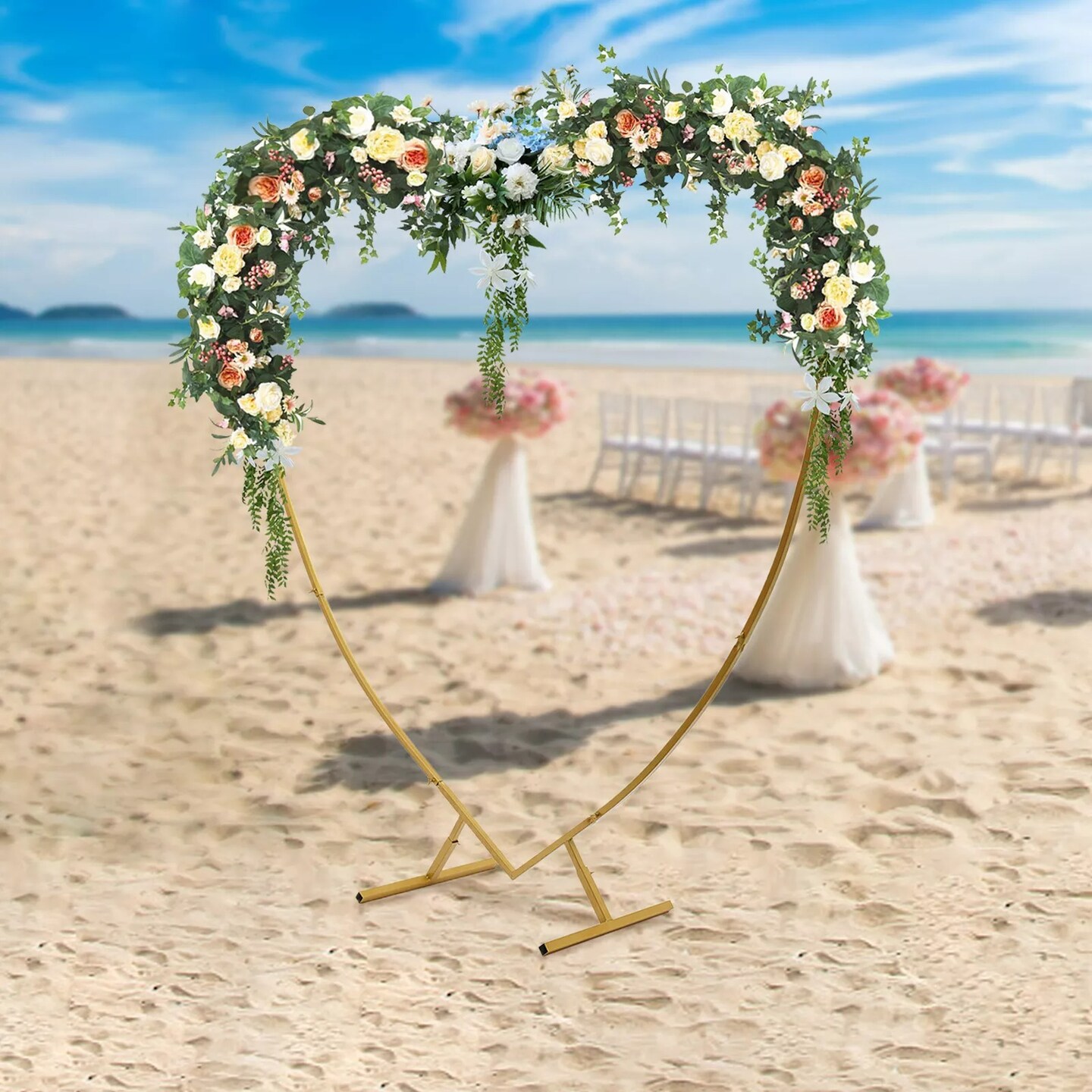 Heart Shaped Gold Metal Balloon Arch Stand Frame For Wedding Decor Display Kit