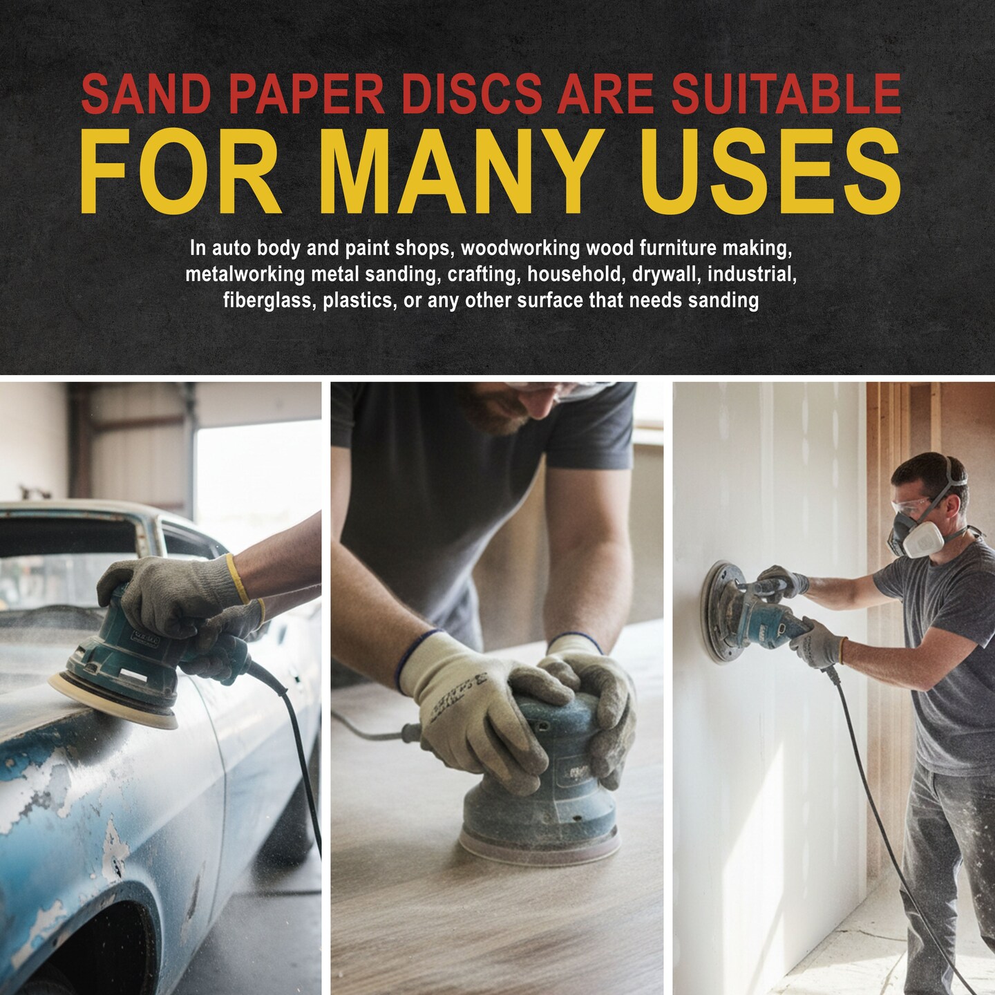 500 Grit - 5" Gold DA Sanding Discs - 8-Hole Pattern Hook and Loop - Box of 50