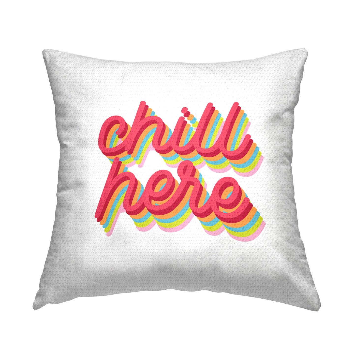 Chill Here Striped Cursive Design by Lil' Rue Outdoor Printed Pillow