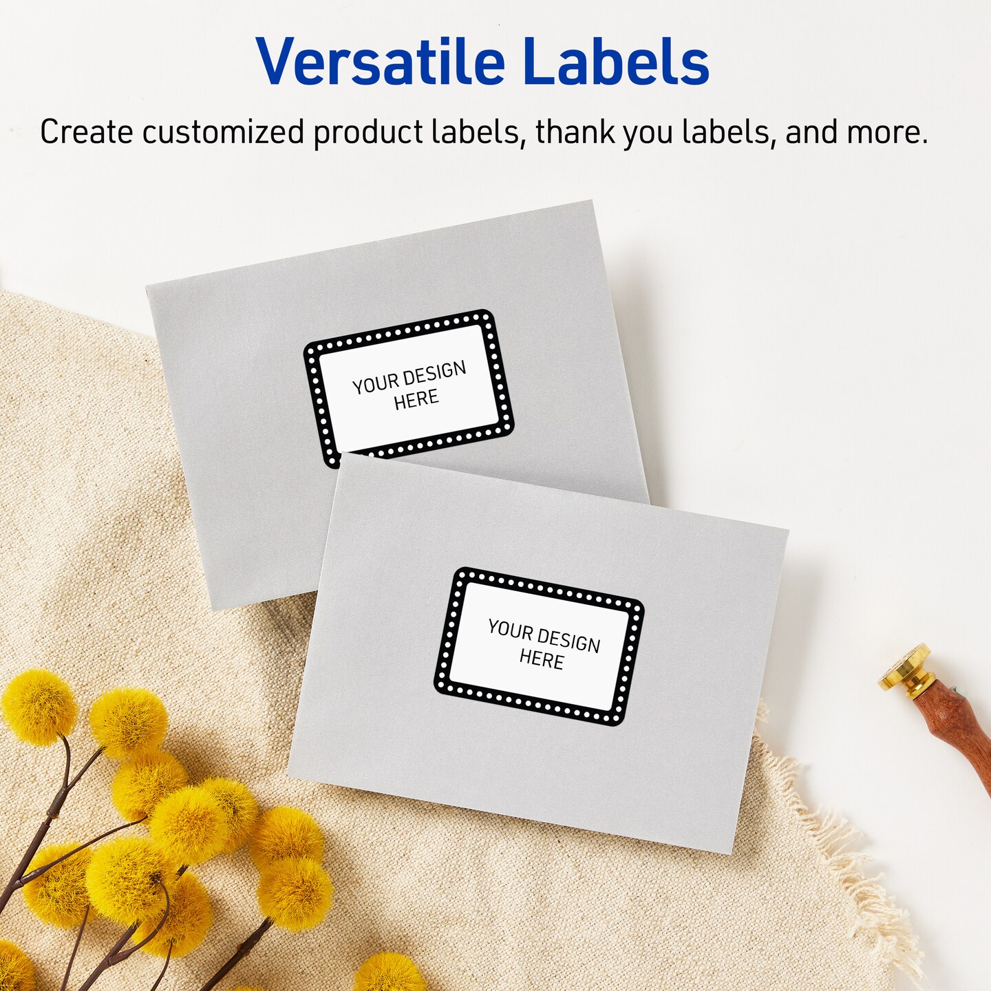 Avery Printable Rectangle Labels, Black and White Polka Dots, 4&#x22; x 3-1/3&#x22;, Glossy White Rectangle Labels, Permanent, Laser/Inkjet, 40ct, Great for Product Labels